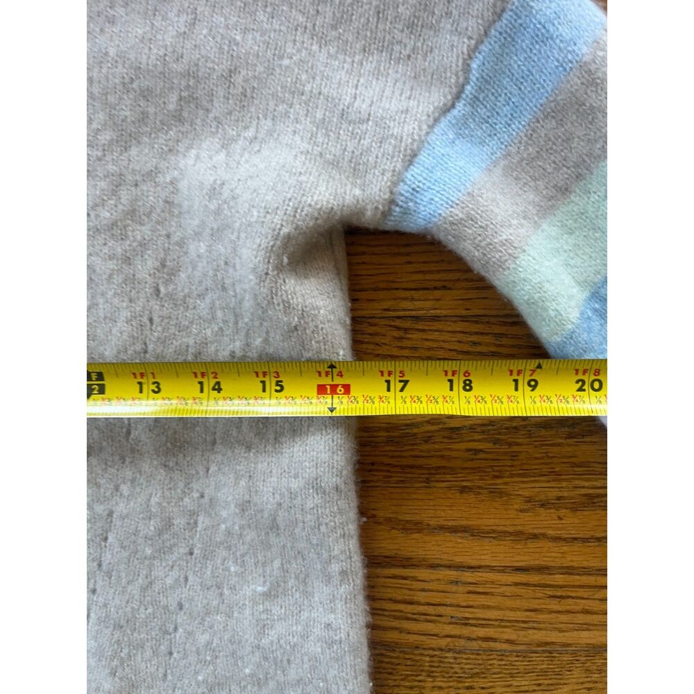 KINROSS Cashmere Beige Blue Stripe Pullover Sweater Top   Women's Size Small - Picture 8 of 10